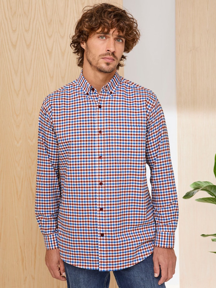 Cotton Traders Red Signature Long Sleeve Oxford Shirt - Image 1 of 4