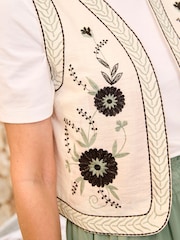 Cotton Traders Cream Embroidered Waistcoat - Image 3 of 4