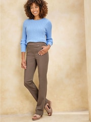 Cotton Traders Brown Premium Pull-On Twill Straight Leg Jeans - Image 2 of 2