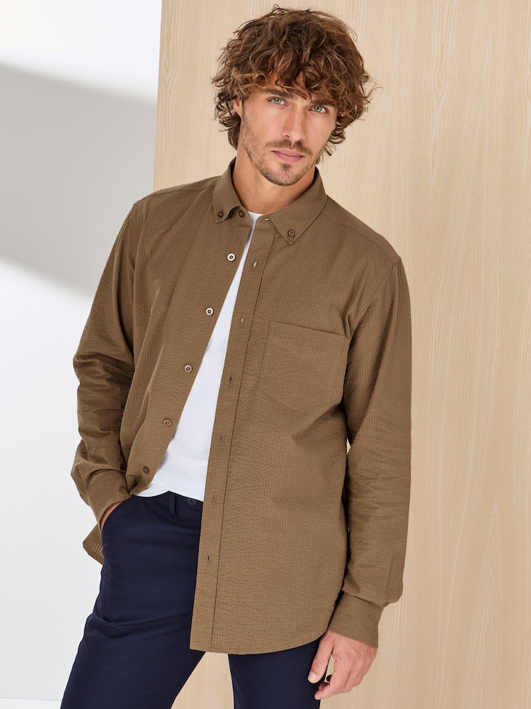 Cotton Traders Nude Signature Long Sleeve Textured Shirt - Image 1 of 4