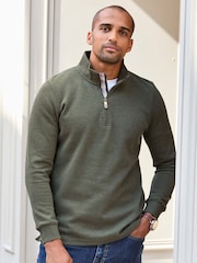 Cotton Traders Green Half Zip Brushed Sweat Top - Image 1 of 3