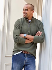 Cotton Traders Green Half Zip Brushed Sweat Top - Image 2 of 3