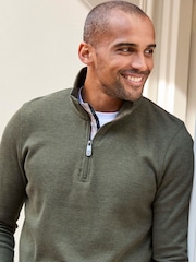 Cotton Traders Green Half Zip Brushed Sweat Top - Image 3 of 3