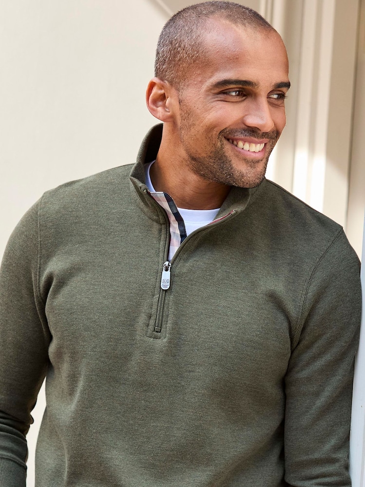 Cotton Traders Green Half Zip Brushed Sweat Top - Image 3 of 3
