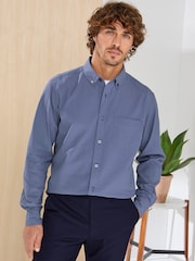 Cotton Traders Blue Signature Long Sleeve Textured Shirt - Image 1 of 4
