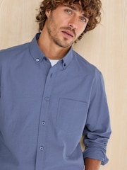 Cotton Traders Blue Signature Long Sleeve Textured Shirt - Image 4 of 4