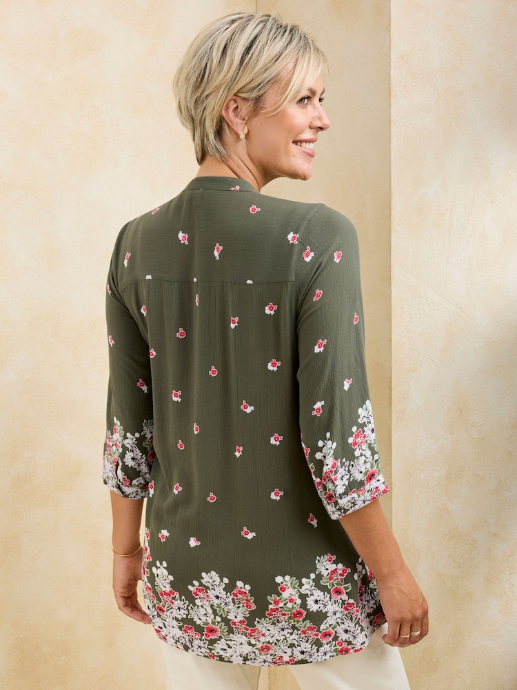 Cotton Traders Green Printed Crinkle Tunic - Image 2 of 3
