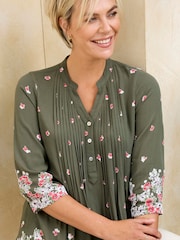 Cotton Traders Green Printed Crinkle Tunic - Image 3 of 3