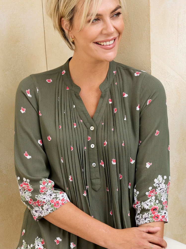 Cotton Traders Green Printed Crinkle Tunic - Image 3 of 3