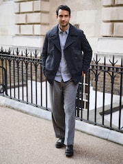 Navy Showerproof Quilted Peacoat - Image 2 of 11
