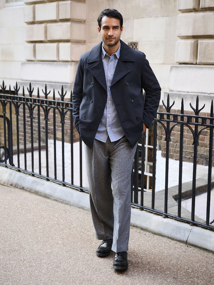 Navy Showerproof Quilted Peacoat - Image 2 of 11 Navy Showerproof Quilted Peacoat - Image 2 of 11