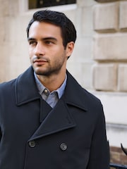 Navy Showerproof Quilted Peacoat - Image 4 of 11