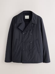 Navy Showerproof Quilted Peacoat - Image 8 of 11