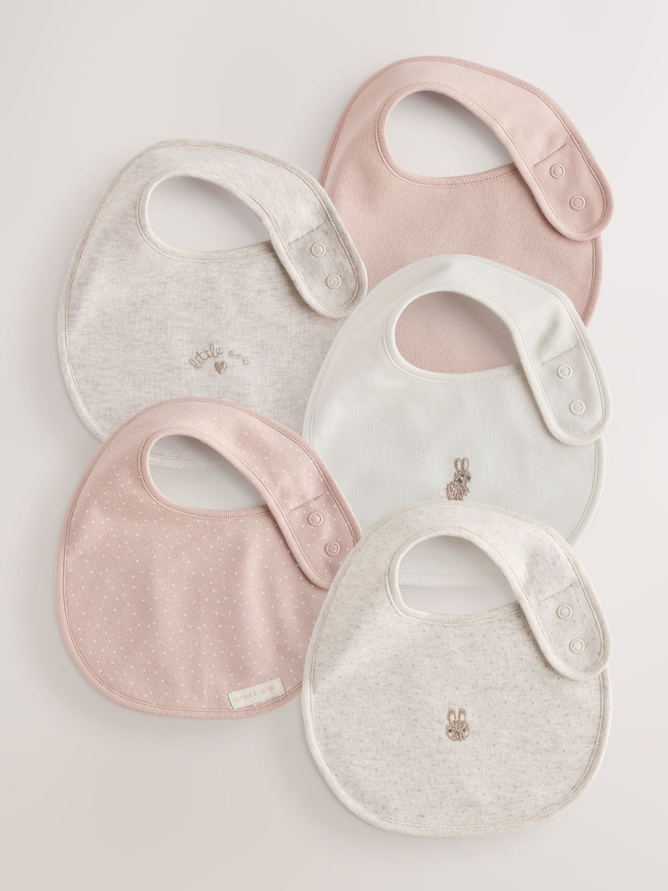 Neutral Bunny Baby Bibs 5 Pack - Image 1 of 8 Neutral Bunny Baby Bibs 5 Pack - Image 1 of 8