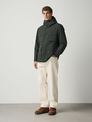 Green Showerproof Four Pocket Hooded Coat - Image 1 of 5