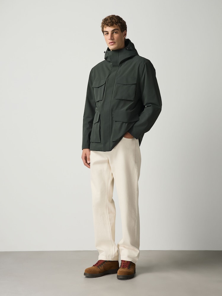 Green Showerproof Four Pocket Hooded Coat - Image 1 of 5 Green Showerproof Four Pocket Hooded Coat - Image 1 of 5