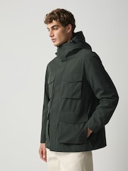 Green Showerproof Four Pocket Hooded Coat - Image 2 of 5