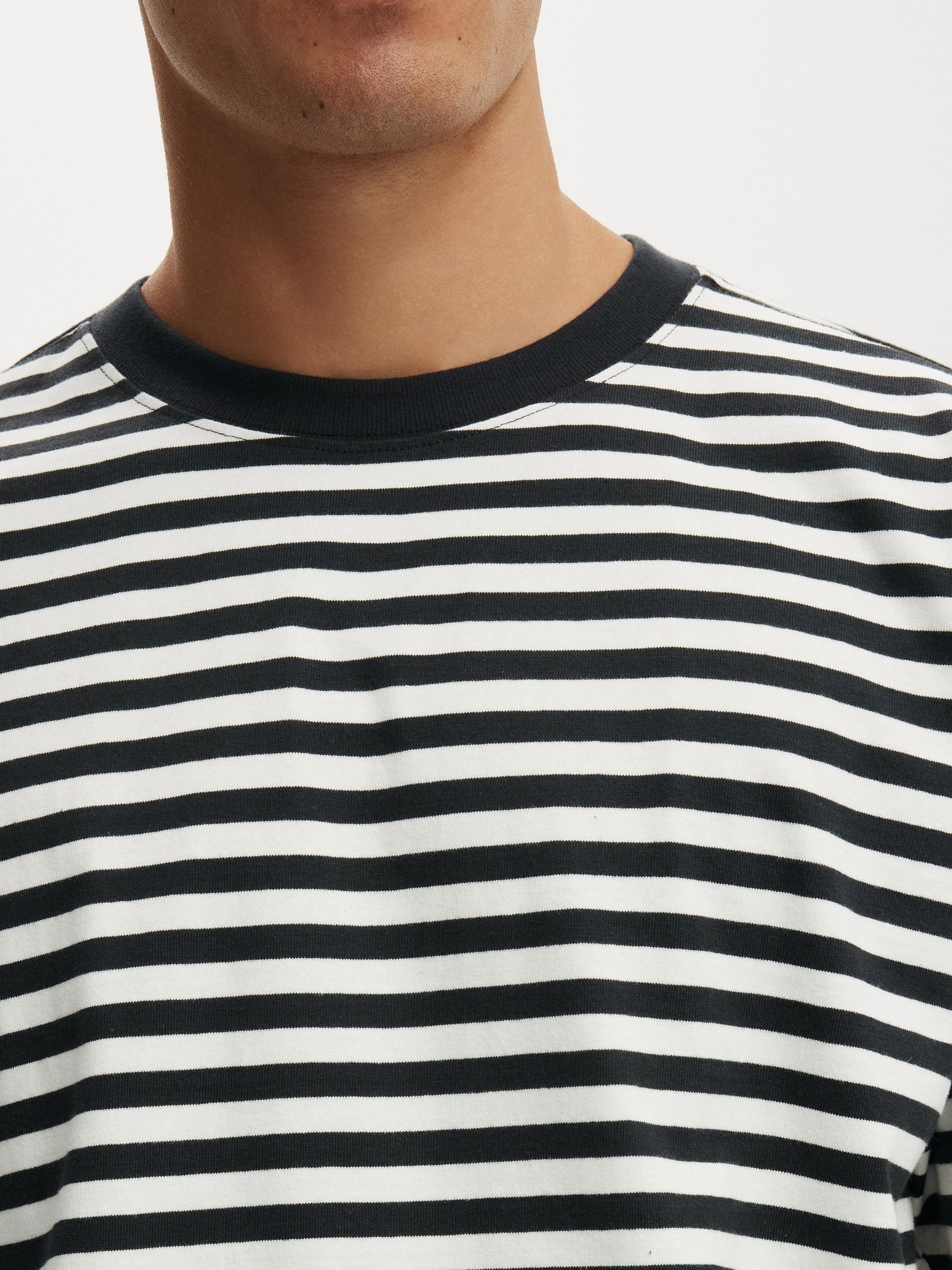 Buy Cotton On Washed Black/Vintage White Stripe Box Fit T-Shirt