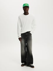 Cotton On White Cropped Fit Textured Long Sleeve T-Shirt - Image 2 of 4