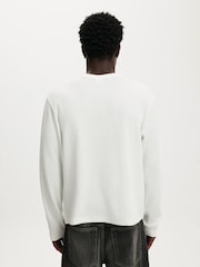 Cotton On White Cropped Fit Textured Long Sleeve T-Shirt - Image 3 of 4