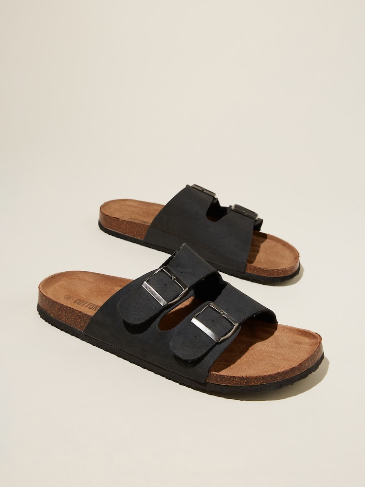 Cotton On Black Double Buckle Sandals - Image 2 of 5