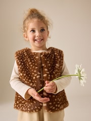 Deer Animal Print Faux Fur Gilet (3mths-7yrs) - Image 4 of 7