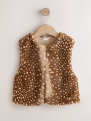Deer Animal Print Faux Fur Gilet (3mths-7yrs) - Image 5 of 7