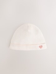 Ecru/Pink Baby Beanies 3 Pack (0-12mths) - Image 2 of 6