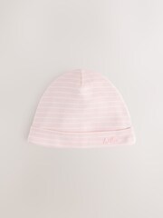 Ecru/Pink Baby Beanies 3 Pack (0-12mths) - Image 3 of 6