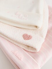 Ecru/Pink Baby Beanies 3 Pack (0-12mths) - Image 5 of 6