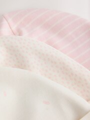 Ecru/Pink Baby Beanies 3 Pack (0-12mths) - Image 6 of 6