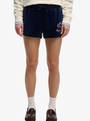 Superdry Blue Country Club Velour Shorts - Image 1 of 6