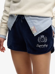 Superdry Blue Country Club Velour Shorts - Image 3 of 6