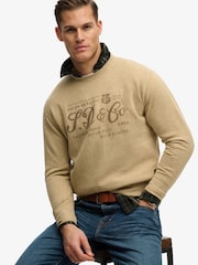 SUPERDRY Stone Marl Industry Worker Loose Crew Sweatshirt - Image 1 of 6