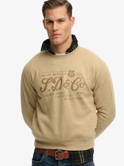 SUPERDRY Stone Marl Industry Worker Loose Crew Sweatshirt - Image 5 of 6