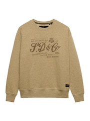 SUPERDRY Stone Marl Industry Worker Loose Crew Sweatshirt - Image 6 of 6