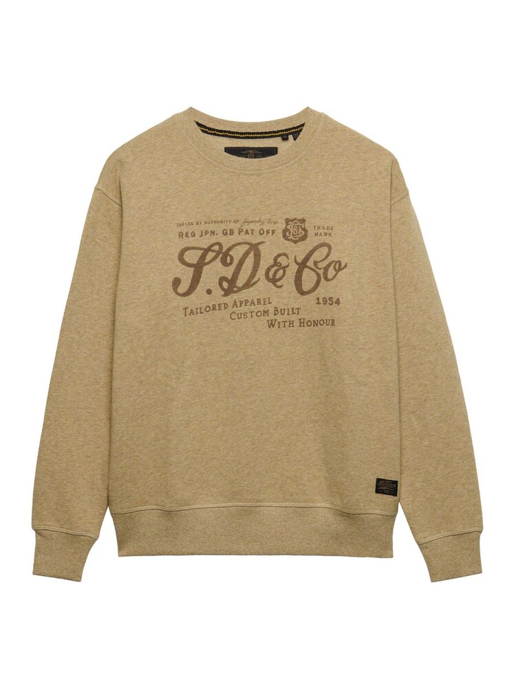 SUPERDRY Stone Marl Industry Worker Loose Crew Sweatshirt - Image 6 of 6 SUPERDRY Stone Marl Industry Worker Loose Crew Sweatshirt - Image 6 of 6