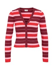 NOISY MAY Red V-Neck Striped Cardigan - Image 2 of 2