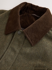 綠色 - Wool Blend Herringbone Jacket With Cord Collar - 圖片 11/16