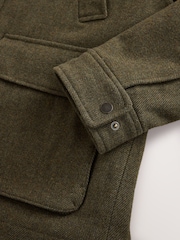 綠色 - Wool Blend Herringbone Jacket With Cord Collar - 圖片 12/16