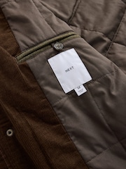 綠色 - Wool Blend Herringbone Jacket With Cord Collar - 圖片 13/16