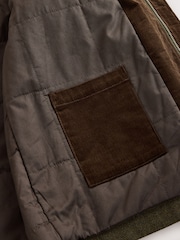 綠色 - Wool Blend Herringbone Jacket With Cord Collar - 圖片 14/16