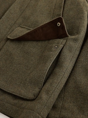 綠色 - Wool Blend Herringbone Jacket With Cord Collar - 圖片 16/16