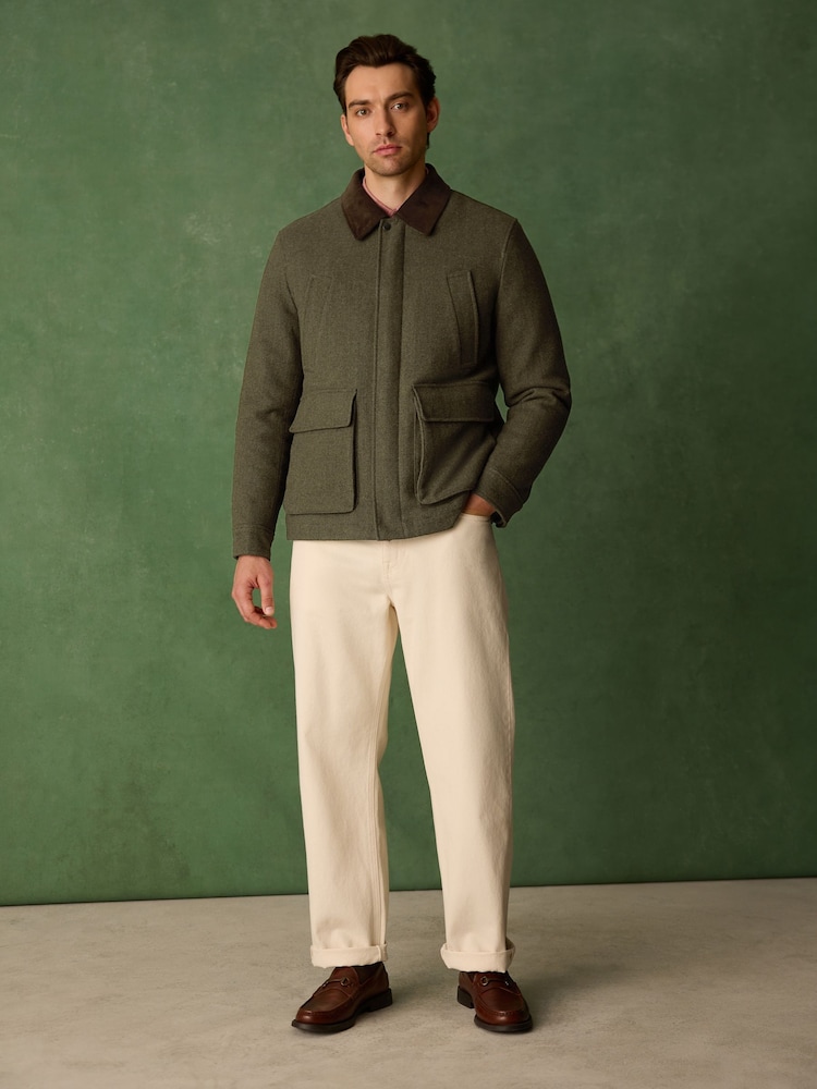 綠色 - Wool Blend Herringbone Jacket With Cord Collar - 圖片 2/16 綠色 - Wool Blend Herringbone Jacket With Cord Collar - 圖片 2/16