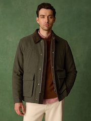 綠色 - Wool Blend Herringbone Jacket With Cord Collar - 圖片 3/16