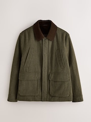 綠色 - Wool Blend Herringbone Jacket With Cord Collar - 圖片 8/16