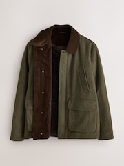 綠色 - Wool Blend Herringbone Jacket With Cord Collar - 圖片 9/16