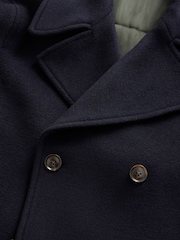 Navy Signature Quilted Wool Peacoat With Cashmere - Image 8 of 9
