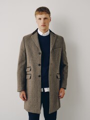 Neutral Wool Rich Epsom With Corduroy Trim Coat - Image 1 of 11