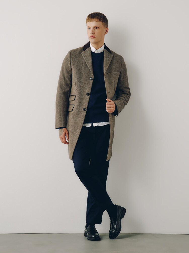 Neutral Wool Rich Epsom With Corduroy Trim Coat - Image 2 of 11 Neutral Wool Rich Epsom With Corduroy Trim Coat - Image 2 of 11